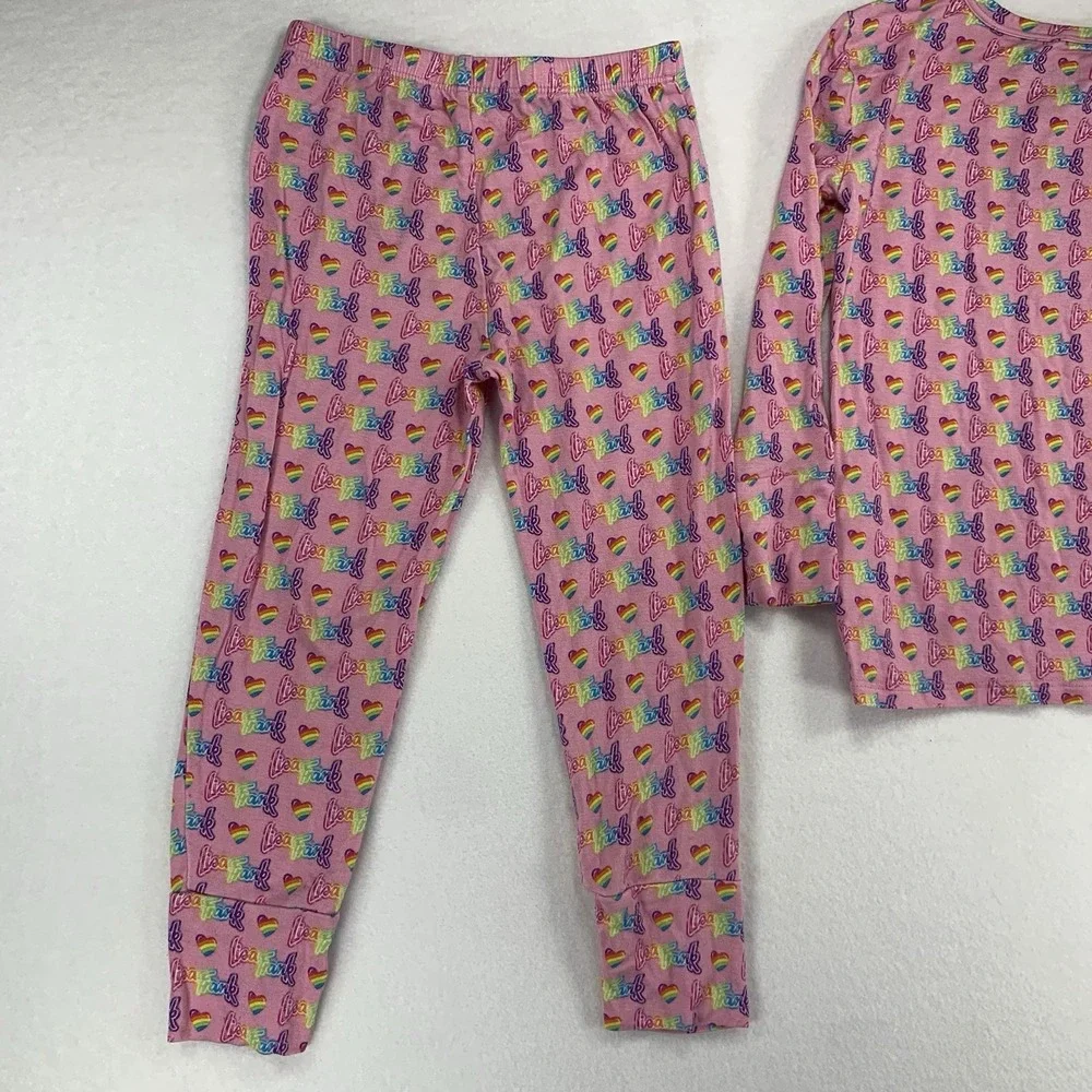 Posh Peanut Lisa Frank Pajama Set Pjs 3t-4t‎ Logo Rainbow Hearts Pink